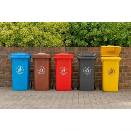 Wheelie Bin 100L 120L Waste Rubbish Dustbin with Lid Rubber Wheels