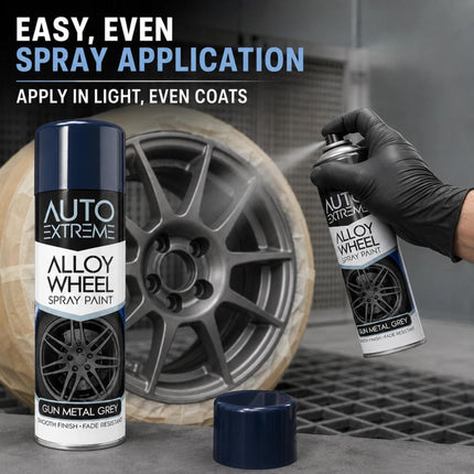 Alloy Wheel Spray Paint Gun Metal Grey Aerosol 300ml Quick Dry Car Wheel Paint Smooth Durable Fade Resistant Finish Automotive Pack of 1 or 2