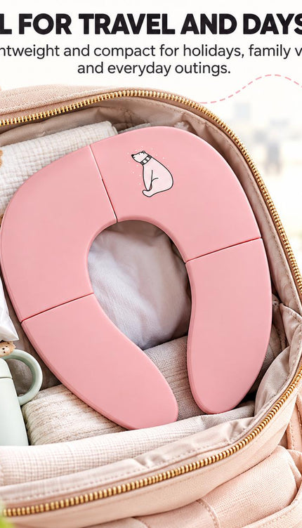 Folding Potty Training Seat for Toddlers, Portable Kids Toilet Trainer with Non Slip Design, Compact Travel Toilet Seat for Boys & Girls, Pink