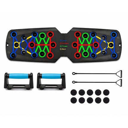 Multifunctional Push Up Board with Resistance Bands, Adjustable Handles Portable Home Gym Workout Equipment for Chest, Shoulders, Arms, Back and Full Body Strength Training Fitness Exercise System