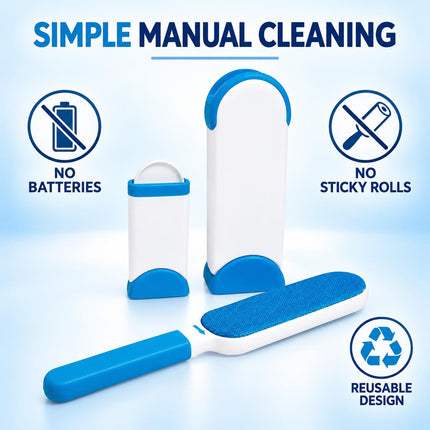 Reusable Pet Hair Remover Brush Set Dog Cat Fur Lint Roller Cleaner for Sofa Clothes Car Seats Furniture & Bedding