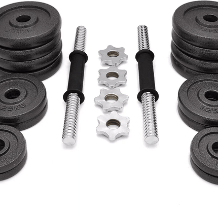 Cast Iron Weight Plates Dumbbell Set with Replacement Handles & Spin Lock Nuts, Adjustable Gym Fitness Strength Training Equipment for Home Workout & Bodybuilding