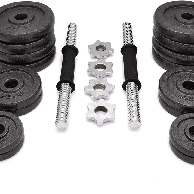 Cast Iron Weight Plates Dumbbell Set with Replacement Handles & Spin Lock Nuts, Adjustable Gym Fitness Strength Training Equipment for Home Workout & Bodybuilding