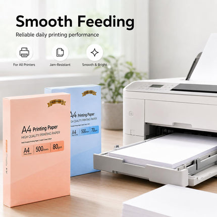 A4 Multipurpose Printer Paper White 70GSM 80GSM 500 Sheets 1 Ream Copy Paper for Inkjet Laser Copier Home Office School Printing