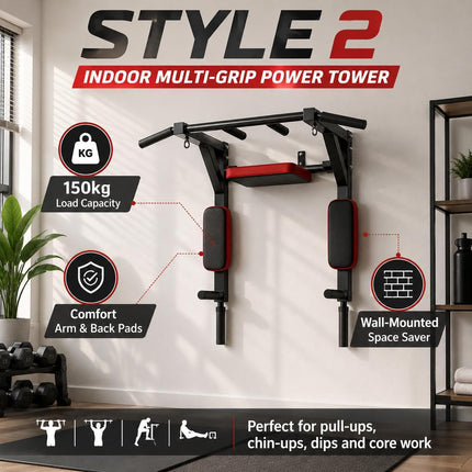 Wall Mounted Pull Up Bar Chin Up Dip Station Heavy Duty Multifunctional Home Gym Strength Training Equipment