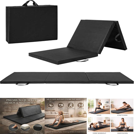 180x60x4cm Tri-Fold Exercise Mat for Yoga, Pilates & Fitness