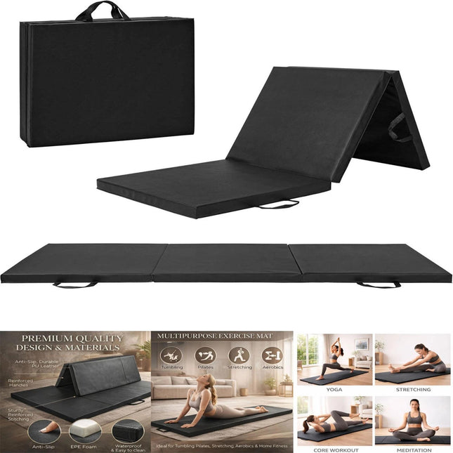 180x60x4cm Tri-Fold Exercise Mat for Yoga, Pilates & Fitness
