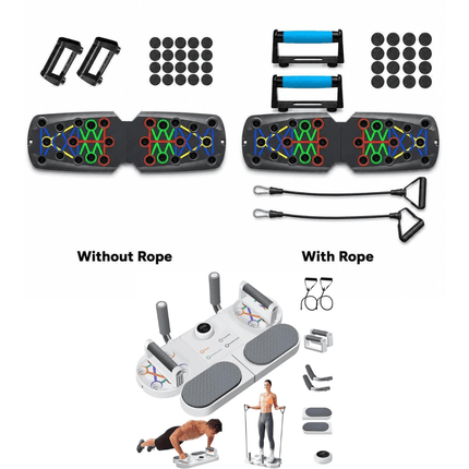 Multifunctional Push Up Board with Resistance Bands, Adjustable Handles Portable Home Gym Workout Equipment for Chest, Shoulders, Arms, Back and Full Body Strength Training Fitness Exercise System
