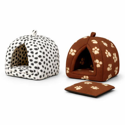 Igloo Pet Bed Cat Bed Kitten Dog Bed Fleece Pyramid Pet House Cozy Washable Warm Cat Cave Pet Tent for Small Animals