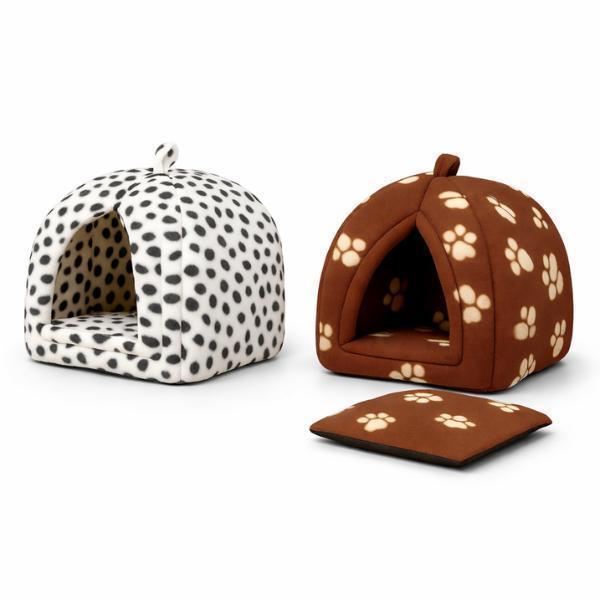 Igloo Pet Bed Cat Bed Kitten Dog Bed Fleece Pyramid Pet House Cozy Washable Warm Cat Cave Pet Tent for Small Animals
