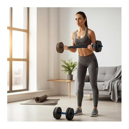 40KG Adjustable Dumbbell & Barbell Set with Connecting Rod – Home Gym Weights