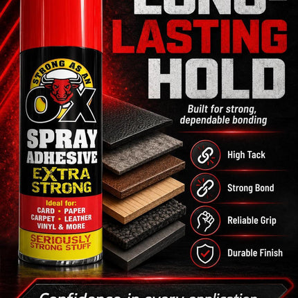 Adhesive Glue Spray 500ml Heavy Duty Multi-Purpose Aerosol Carpet Tile Fabric Foam Pack of 1 & 2