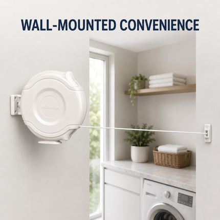 12M Retractable Clothes Line 15KG Heavy Duty Single Washing Line Wall Mounted Extendable Dryer