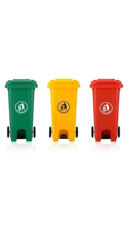 Wheelie Bin 100L Waste Rubbish Dustbin with Lid Rubber Wheels