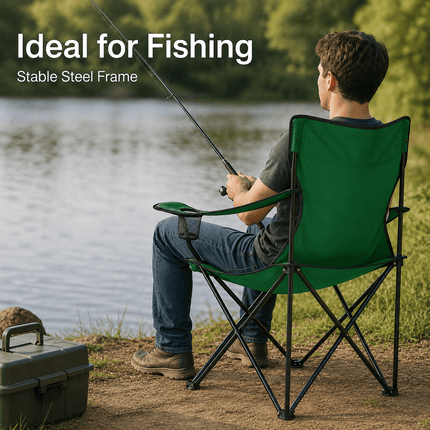 Portable Folding Camping Chair, Lightweight Polyester & Steel Outdoor Chair for Garden, Beach & Picnic