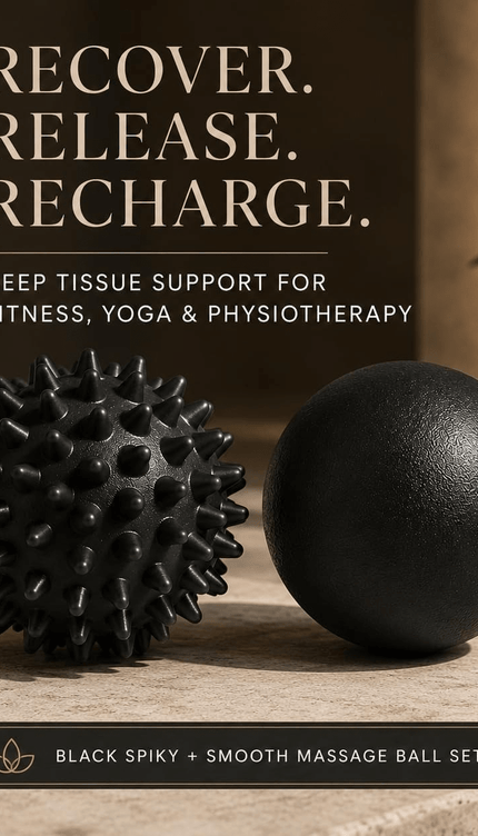 Massage Ball Set Black Muscle Relieve Pain Therapy Lacrosse Spiky Balls 6.1 &7cm