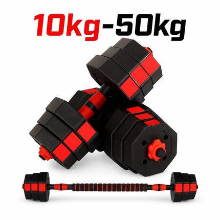Adjustable Octagonal Dumbbells Set 10-50kg Weight Plates with Connecting Rod Home Gym Weight Lifting Training Equipment