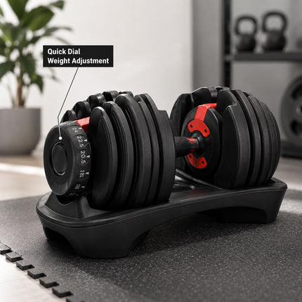 Adjustable Quick Dial Dumbbell 24kg, Selectable Weight Training Dumbbell for Home Gym, Space-Saving Strength Exercise Equipment for Men and Women
