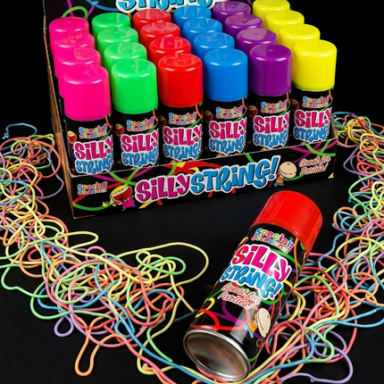 6x Party Silly String Spray Cans Mixed Colours Fun Streamers Party Celebration