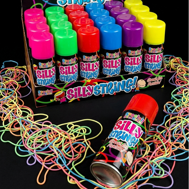 6x Party Silly String Spray Cans Mixed Colours Fun Streamers Party Celebration
