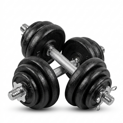 Adjustable 15KG Cast Iron Dumbbell and Barbell Set