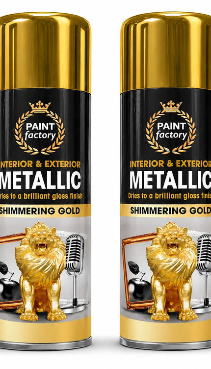2x Metallic Gold Spray Paint 400ml All-Purpose Aerosol for Wood Metal Plastic