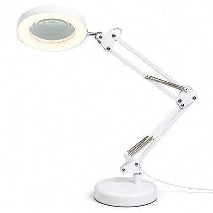 3X Magnifying Glass LED Desk Lamp Stepless Dimmable 3 Colour Swing Arm