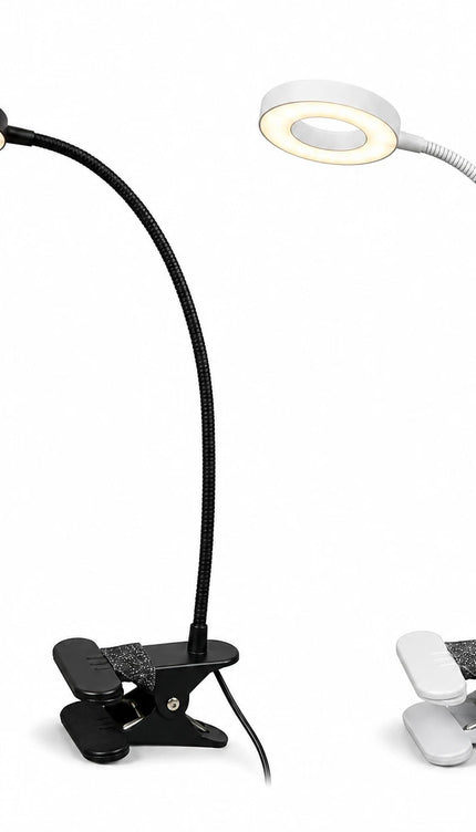 USB LED Clip Desk Lamp with Flexible Neck & Dimming-Black
