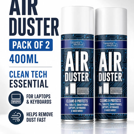 2-Pack Air Duster Spray Compresed Gas Can for Cleaning Laptop PC Keyboard 400ml