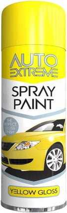 Auto Extreme Spray Paint 250ml Yellow Gloss – Aerosol Paint for Metal, Wood, Plastic, Glass, Bikes & Vans