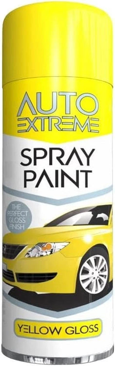 Auto Extreme Spray Paint 250ml Yellow Gloss – Aerosol Paint for Metal, Wood, Plastic, Glass, Bikes & Vans