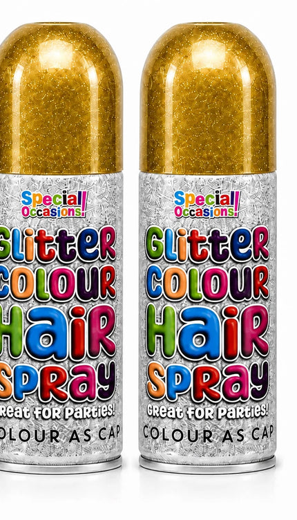 2x Temporary Hair Colour Spray Glitter Gold Instant Washable Fancy Dress Up Dye