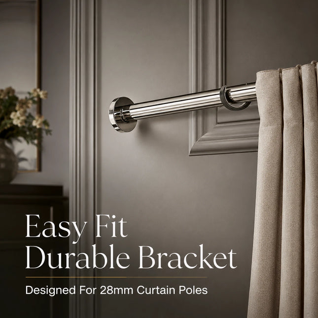 28mm Nickel Curtain Pole Bracket