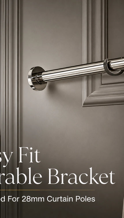 GoodHome 28mm Nickel Effect Long Curtain Bracket