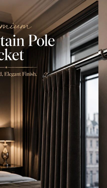 GoodHome 28mm Nickel Effect Long Curtain Bracket