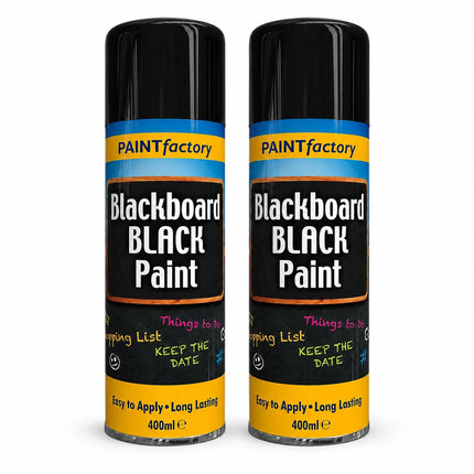 Blackboard Black Spray Paint 400ml Multipurpose Long Lasting Matt Black 2-Pack