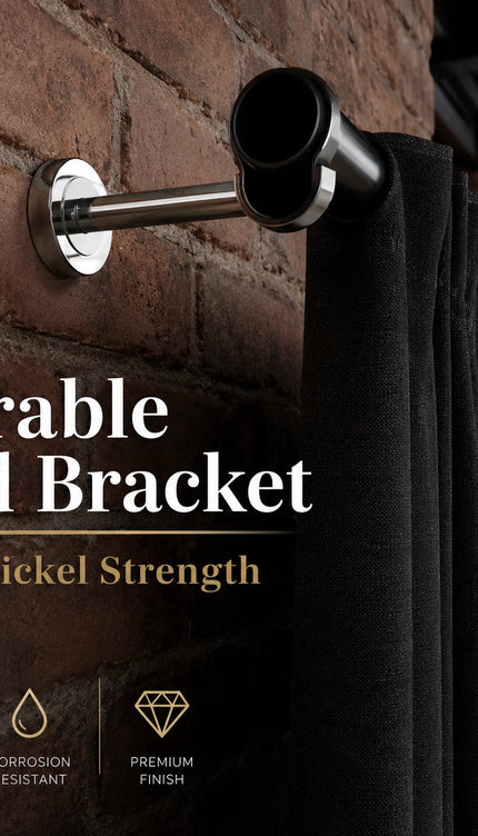 GoodHome 28mm Nickel Effect Long Curtain Bracket