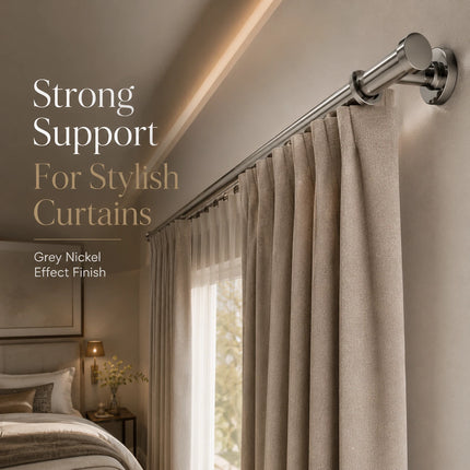 28mm Brushed Nickel Long Curtain Bracket