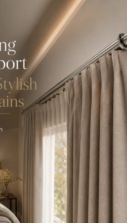 GoodHome 28mm Nickel Effect Long Curtain Bracket