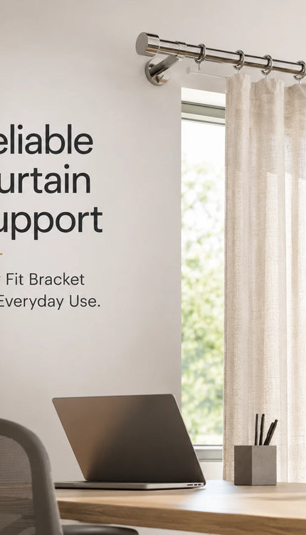 GoodHome 28mm Nickel Effect Long Curtain Bracket