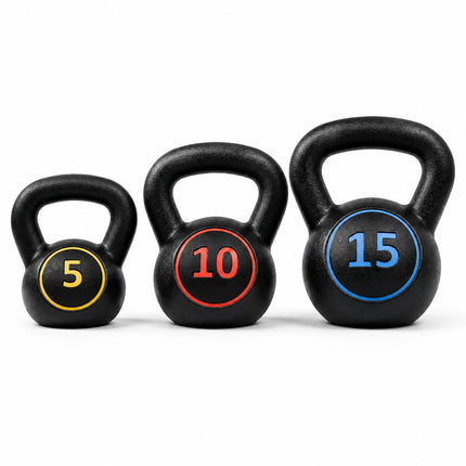 30lb Kettlebell Weight Set 3PC 5lb 10lb 15lb Home Gym Strength Fitness Workout