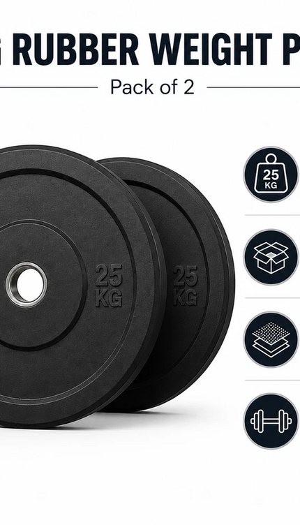 25kg Rubber Bumper Plates – Pack of 2 (50kg Total)