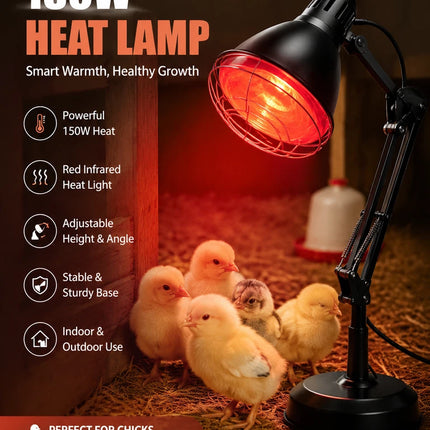 150W Infrared Heat Lamp Chick Brooder Light Poultry Chicken Duckling Heater
