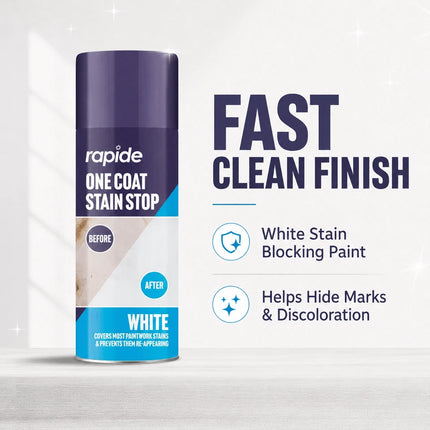 One Coat Stain Stop Spray 400ml White Aerosol Damp Mould Blocker Paint