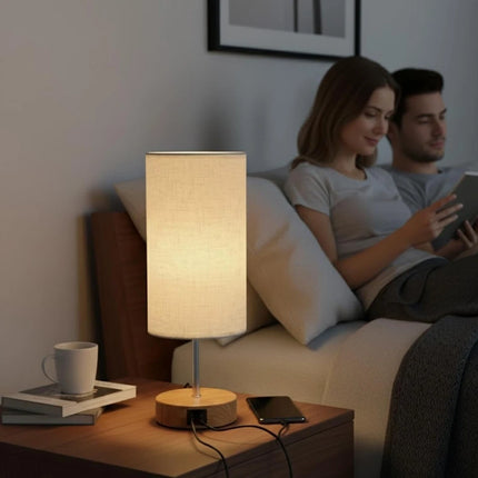 Touch Bedside Table Lamp USB-C Charging Port 3-Way Dimmable Nightstand Light