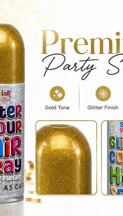 2x Temporary Hair Colour Spray Glitter Gold Instant Washable Fancy Dress Up Dye