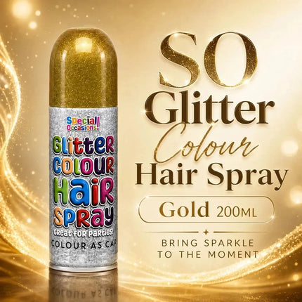 2x Temporary Hair Colour Spray Glitter Gold Instant Washable Fancy Dress Up Dye