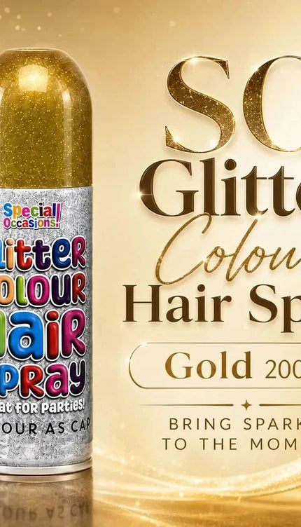 2x Temporary Hair Colour Spray Glitter Gold Instant Washable Fancy Dress Up Dye
