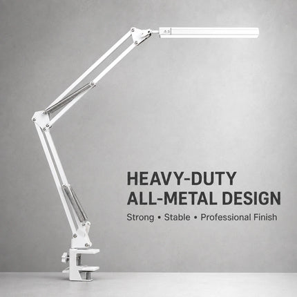LED Metal Desk Lamp with Clamp USB 3 Colour Modes 10 Brightness Levels Swing Arm