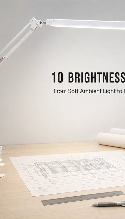 LED Metal Desk Lamp with Clamp USB 3 Colour Modes 10 Brightness Levels Swing Arm